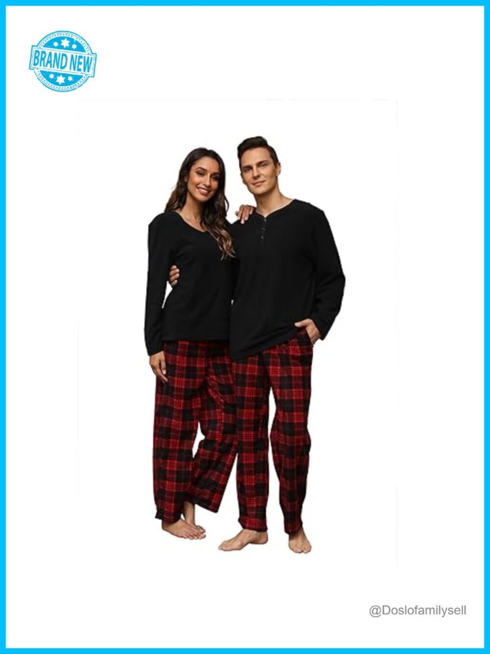 U2SKIIN Plaid Pajama Set for Men and Women Soft Warm Microfleece Pajamas